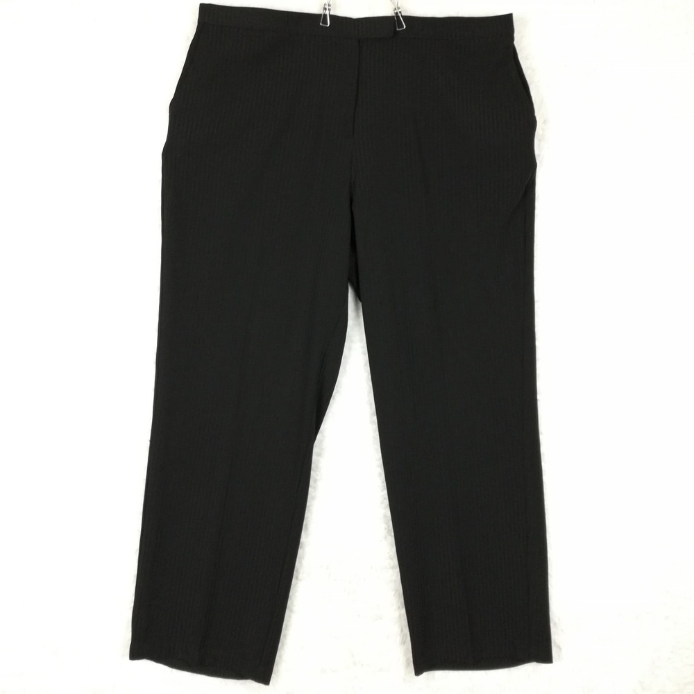 George Womens Pants Trouser Straight Leg Black Textured Stripe Plus 20